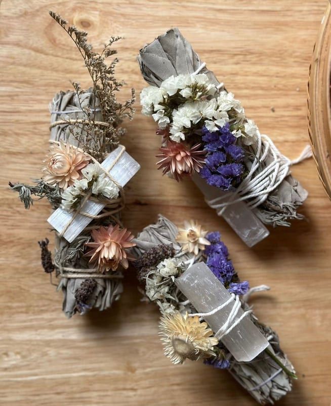 Sacred Sage Bundle with Selenite Wand & Dry Florals